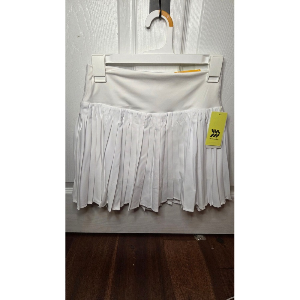 All in Motion White Woven Pleated Skort High Rise Tennis Golf Skirt Small NWT